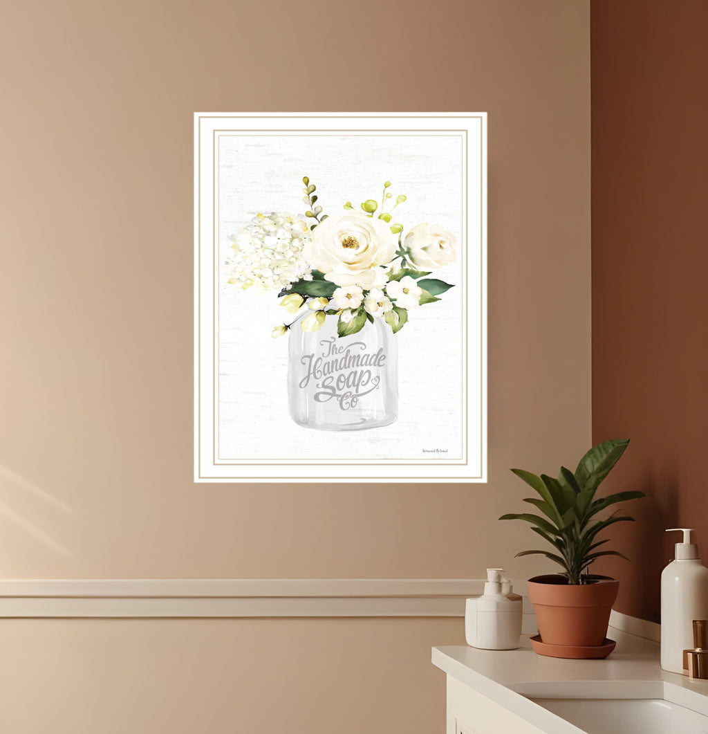 Bathroom Flower Ja White Framed Print Bathroom Wall Art