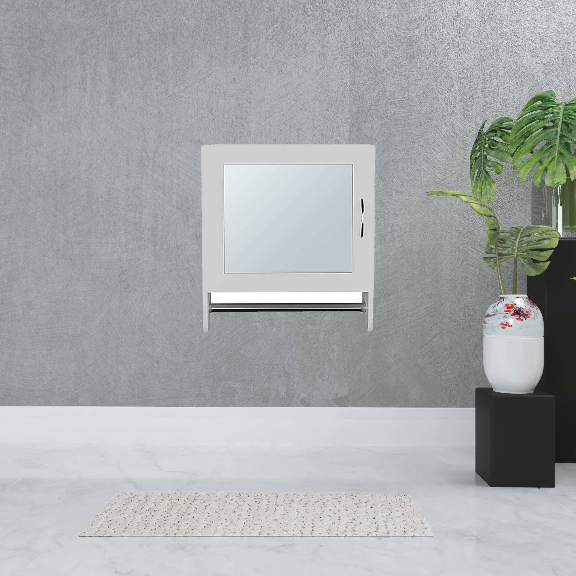 18" White Wood, Metal Floating Bathroom Vanity And Medicine Cabinet With Mirror