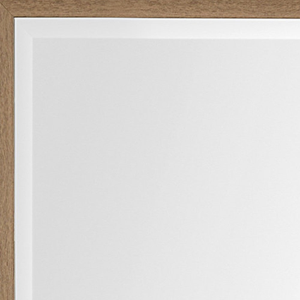 53" White And Natural Framed Bathroom Vanity Mirror