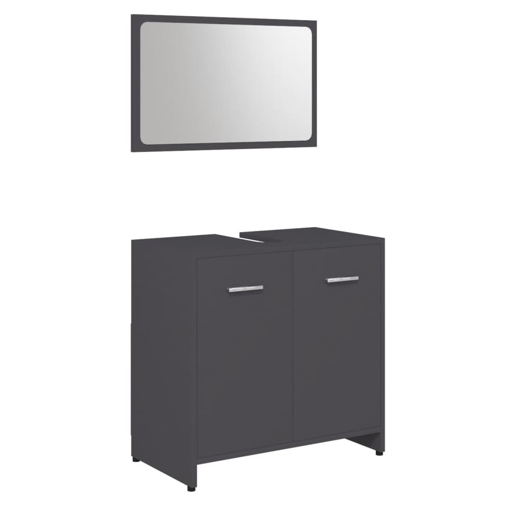NNEVL Bathroom Furniture Set Grey Chipboard