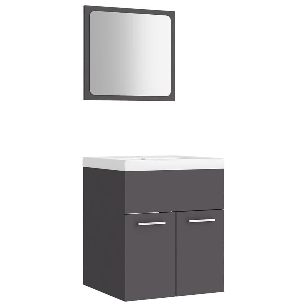 NNEVL Bathroom Furniture Set Grey Chipboard
