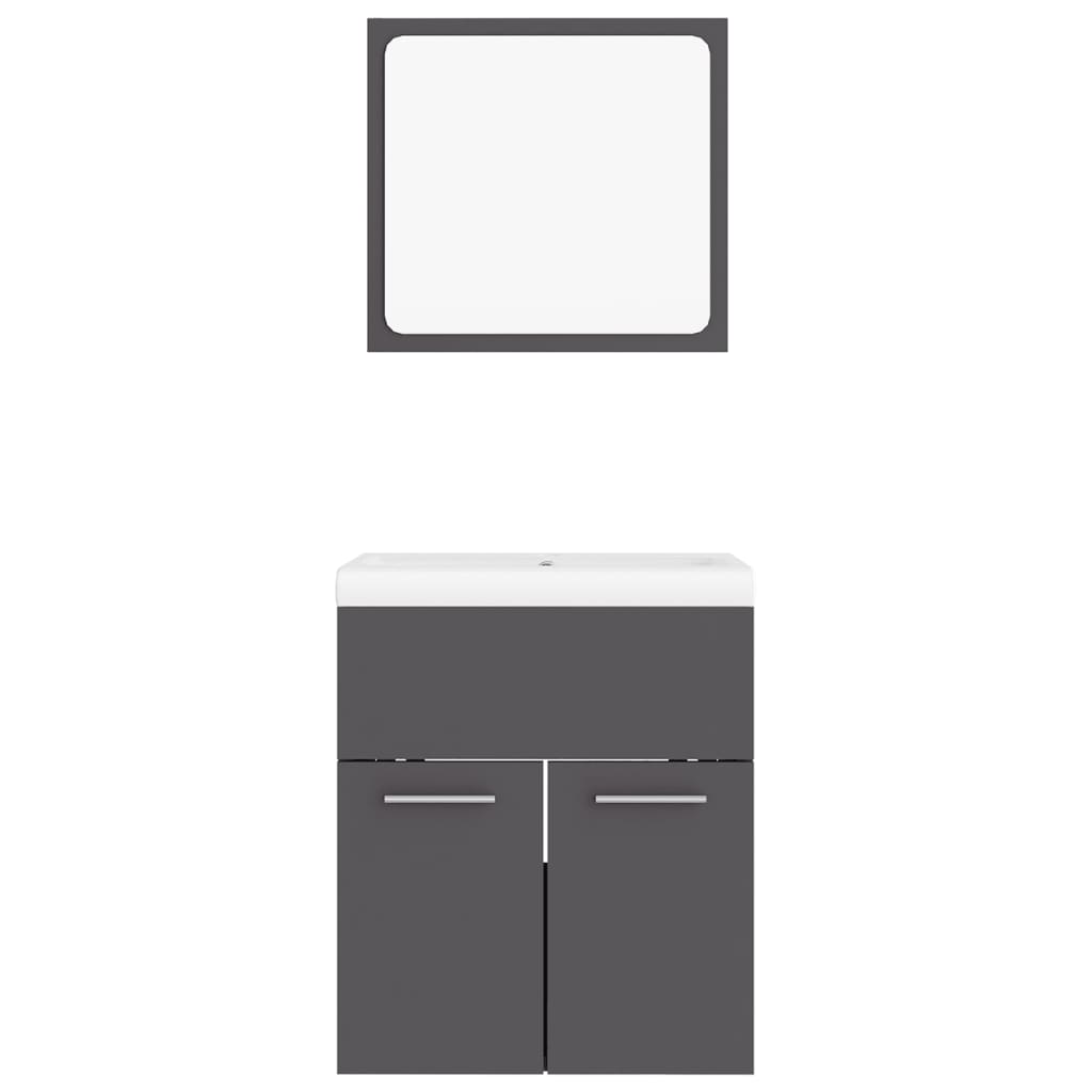 NNEVL Bathroom Furniture Set Grey Chipboard