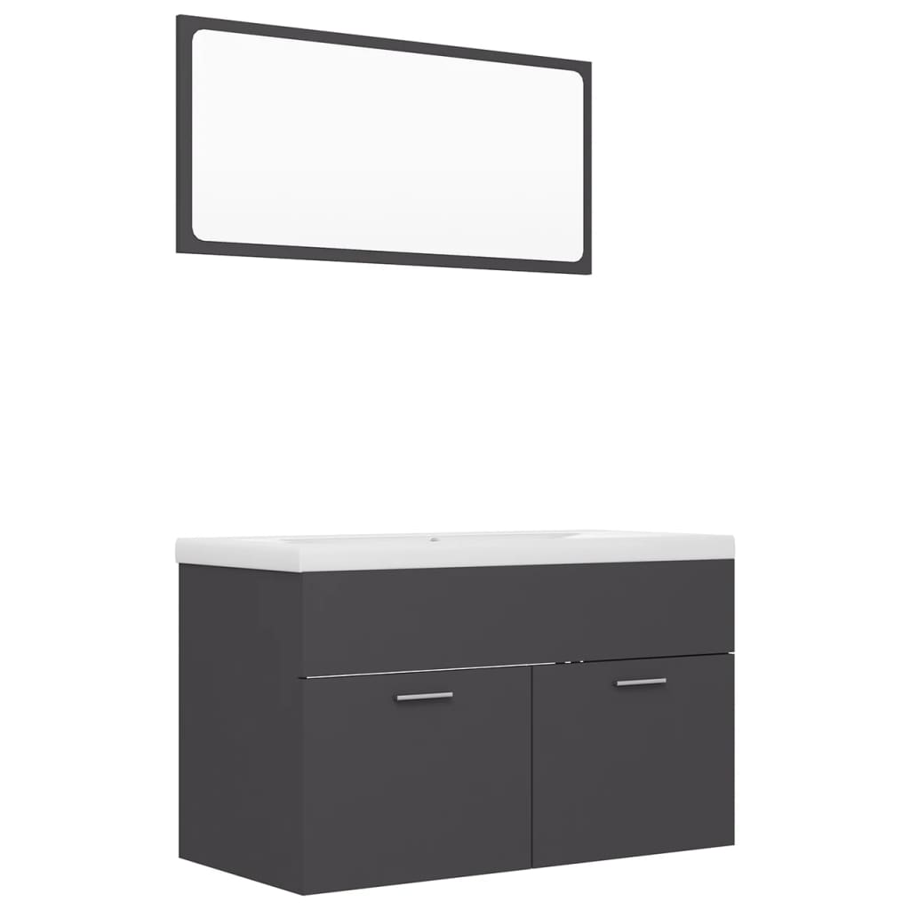 NNEVL Bathroom Furniture Set Grey Chipboard