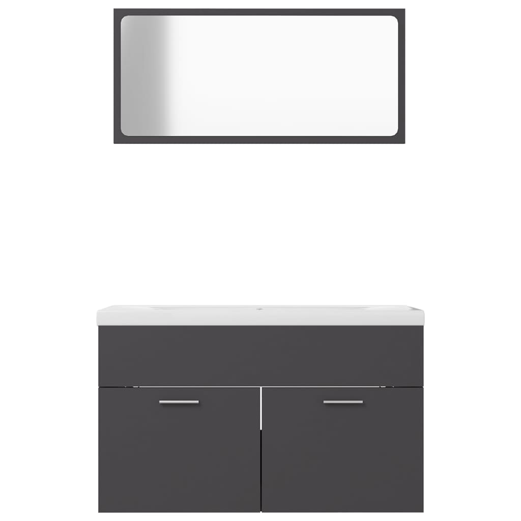 NNEVL Bathroom Furniture Set Grey Chipboard