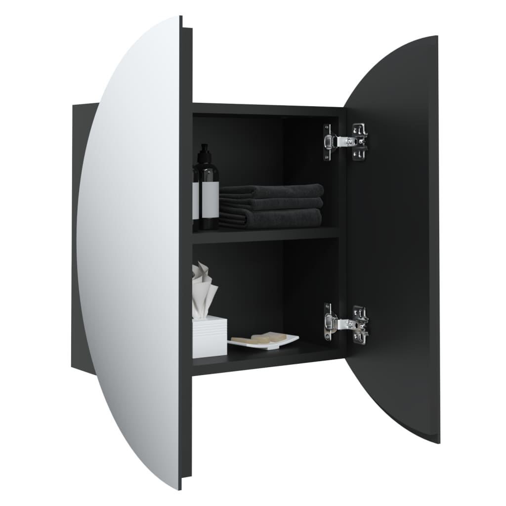 vidaXL Cabinet Bathroom Wall Vanity Mirror Cabinet with Round Mirror and LED