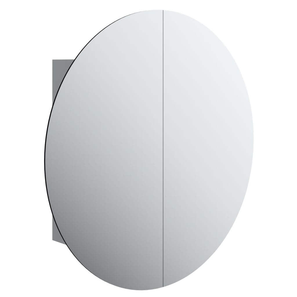 vidaXL Cabinet Bathroom Wall Vanity Mirror Cabinet with Round Mirror and LED