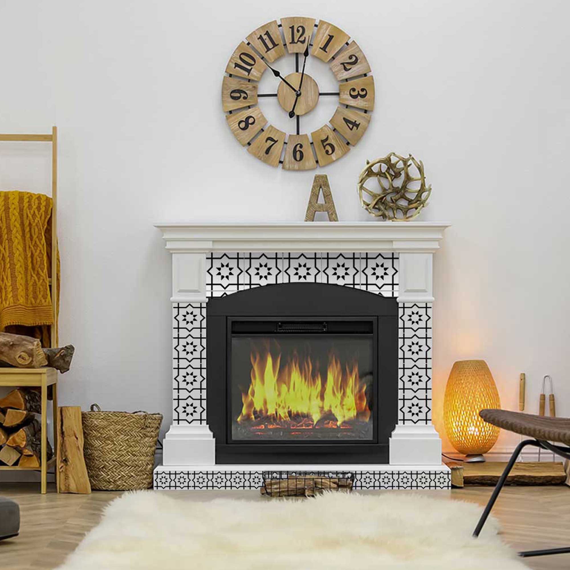 Peel and Stick Black and White bathroom backsplash Tile Stickers Model - B36