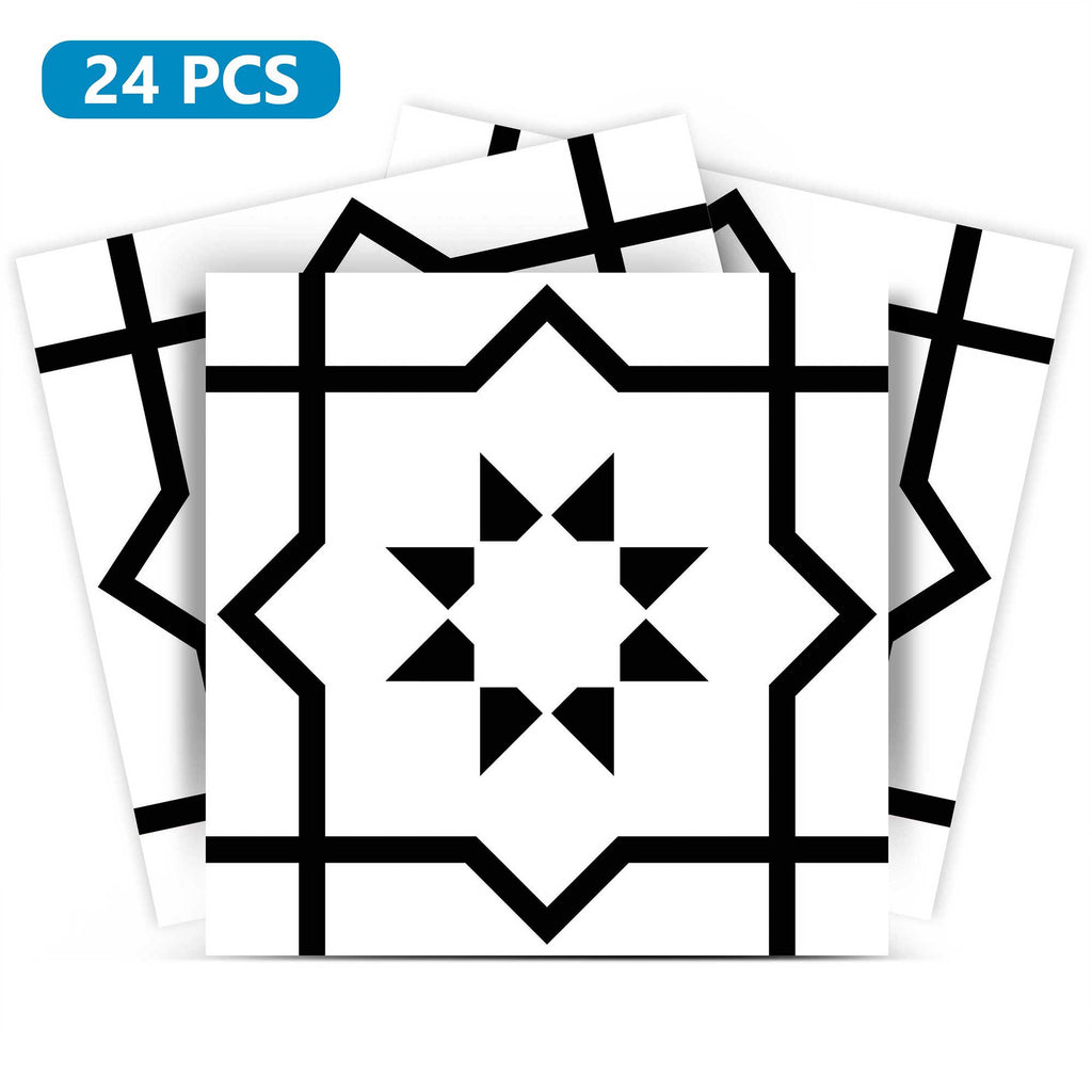 Peel and Stick Black and White bathroom backsplash Tile Stickers Model - B36