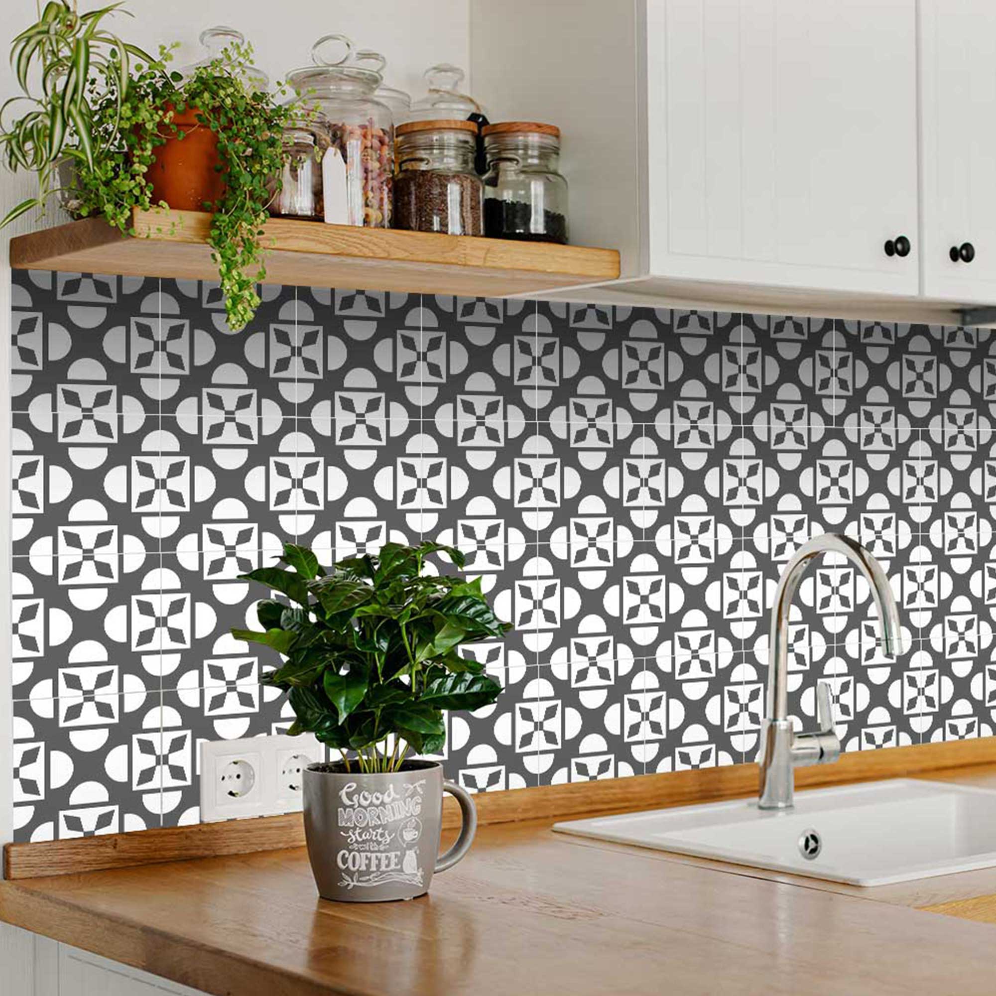 Gray and White bathroom wall backsplash home décor Tile Stickers Model - B46