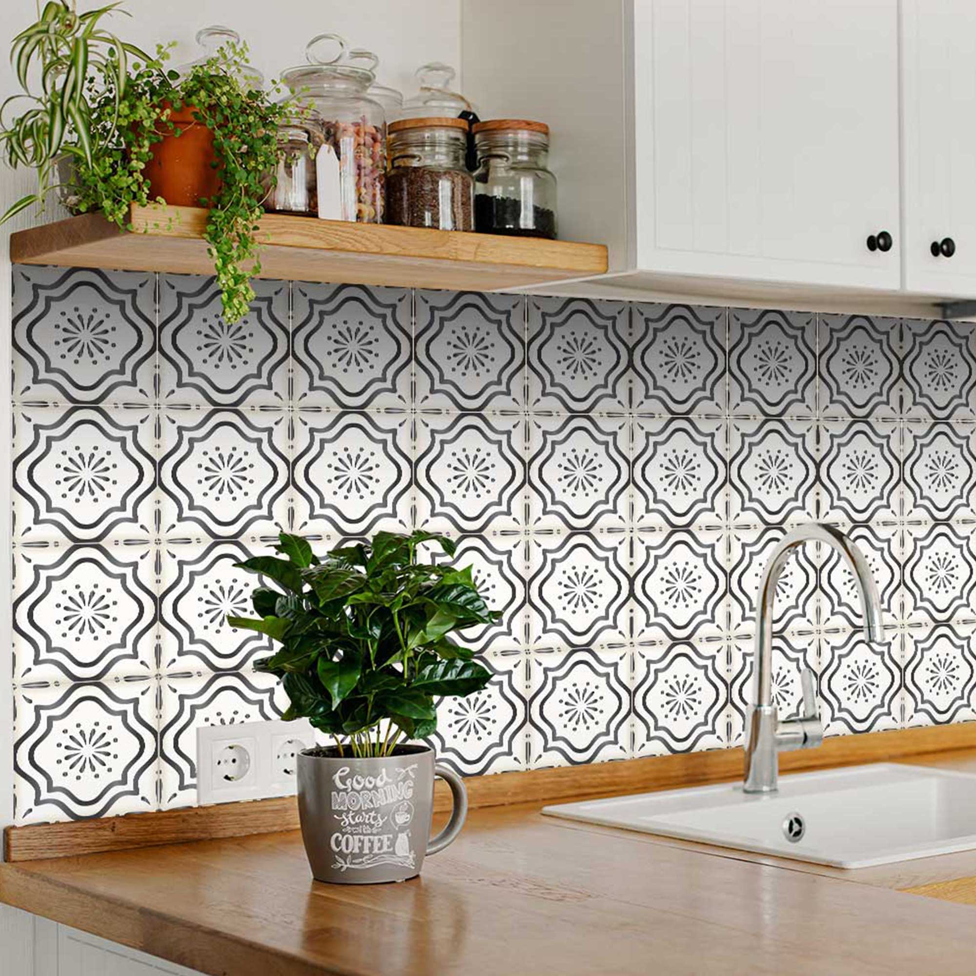 Dark Gray pattern Peel and Stick Tile Stickers for bathroom tiles Model - B507