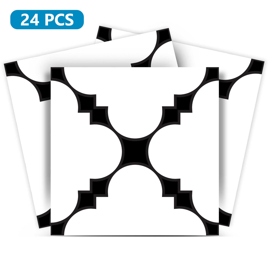Bathroom Black and white tile stickers easy to apply pattern tiles Model - B50