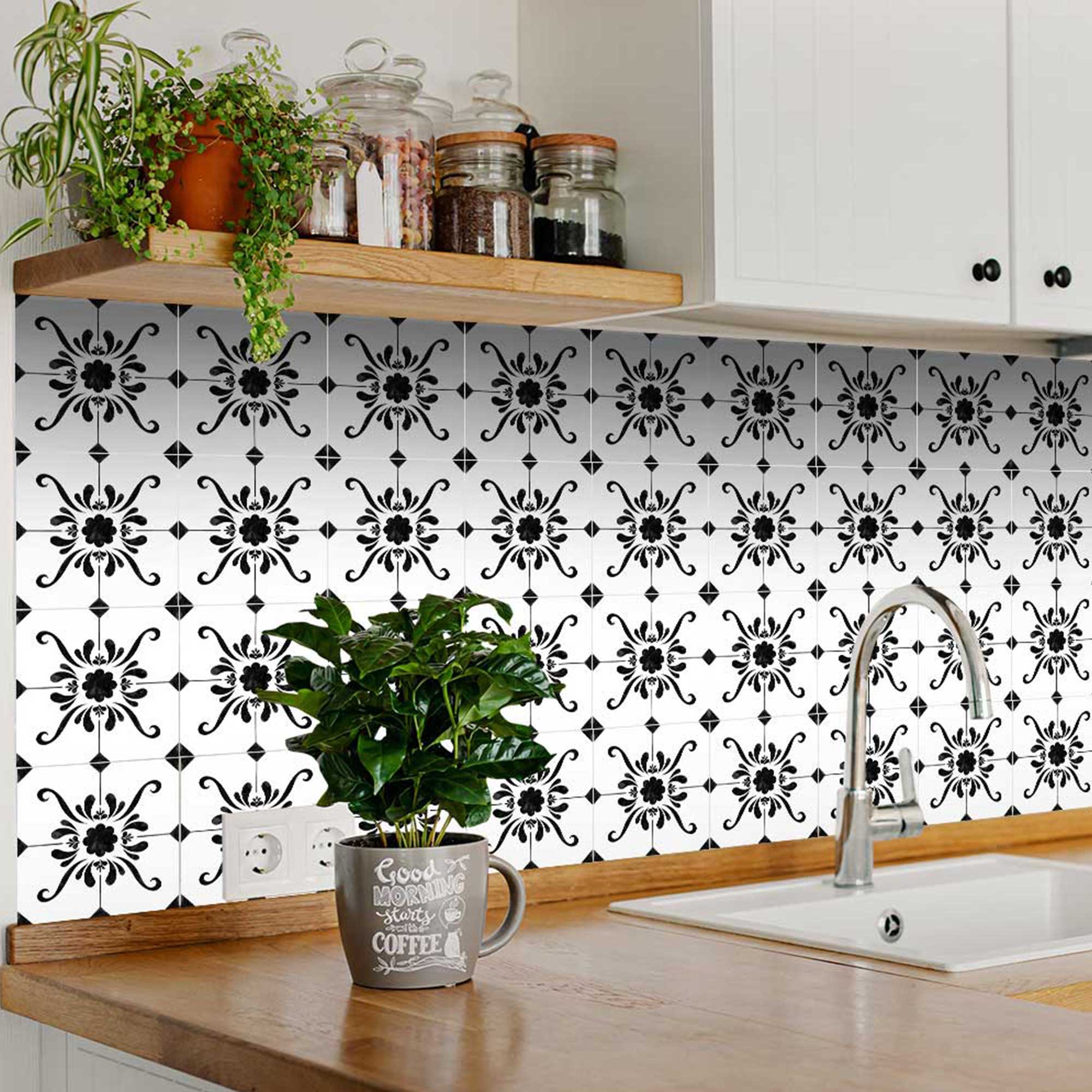 Beautiful Black and White Backsplash stickers for bathroom tiles Model - B87