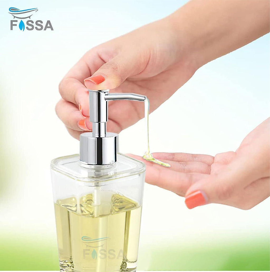 Fossa Unbreakable Clear Square Bathroom Soap Dispenser Crystal Clear Unbreakable| Sturdy and Elegant Construction Makes it Perfect for Kitchen or Bathroom | Shatter-Proof, Durable and Compact Design