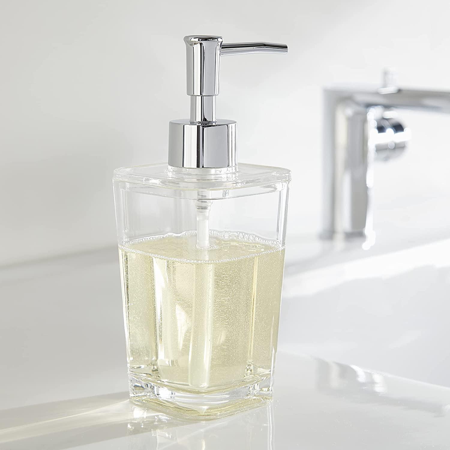 Fossa Unbreakable Clear Square Bathroom Soap Dispenser Crystal Clear Unbreakable| Sturdy and Elegant Construction Makes it Perfect for Kitchen or Bathroom | Shatter-Proof, Durable and Compact Design