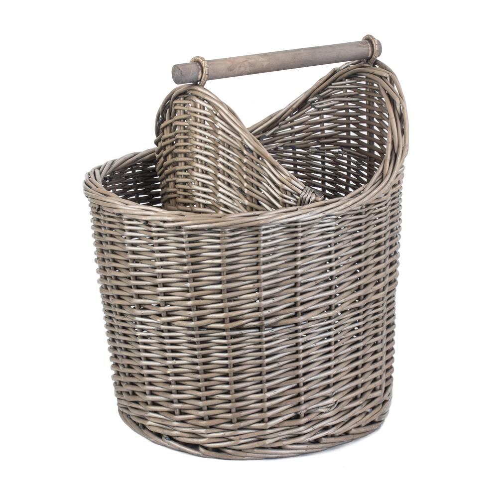 Antique Wash Wicker Bathroom Storage Basket