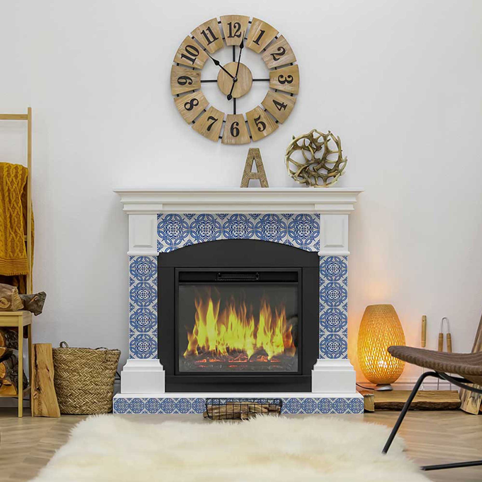 Blue and White pattern Peel and Stick Tile Stickers Blue bathroom backsplash Model - H14