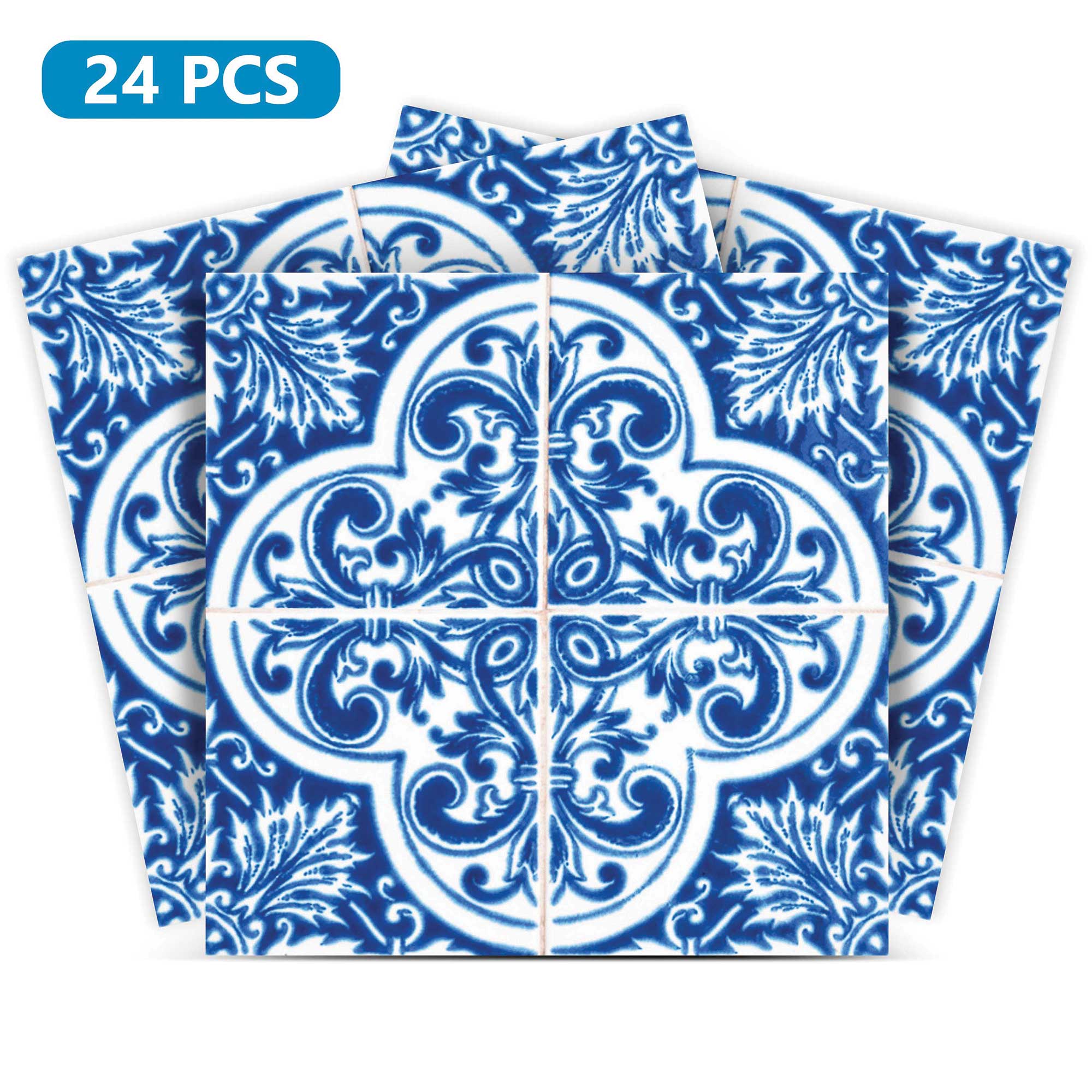 Blue Backsplash bathroom wall renovation peel and stick Tile stickers Model - H15