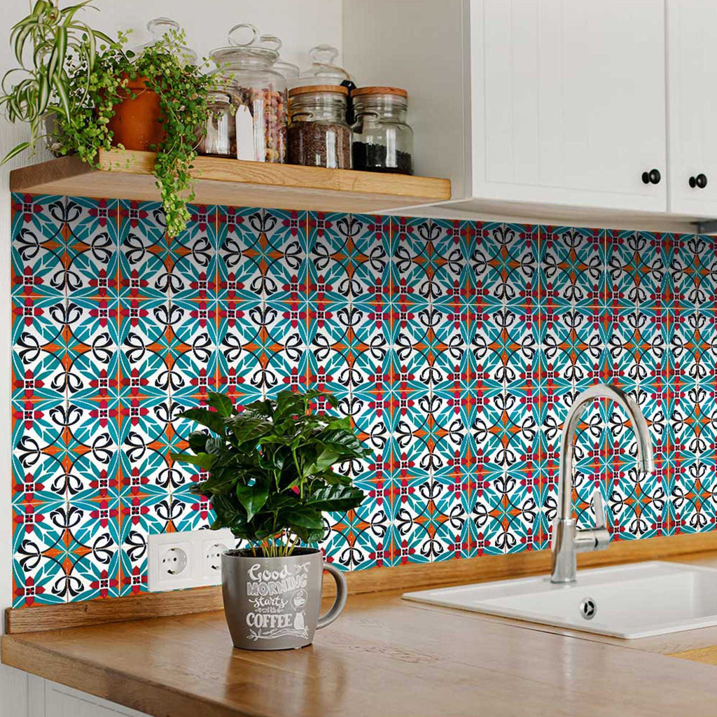 Blue and White Backsplash retro Mexican Tiles for bathroom walls Model - H6