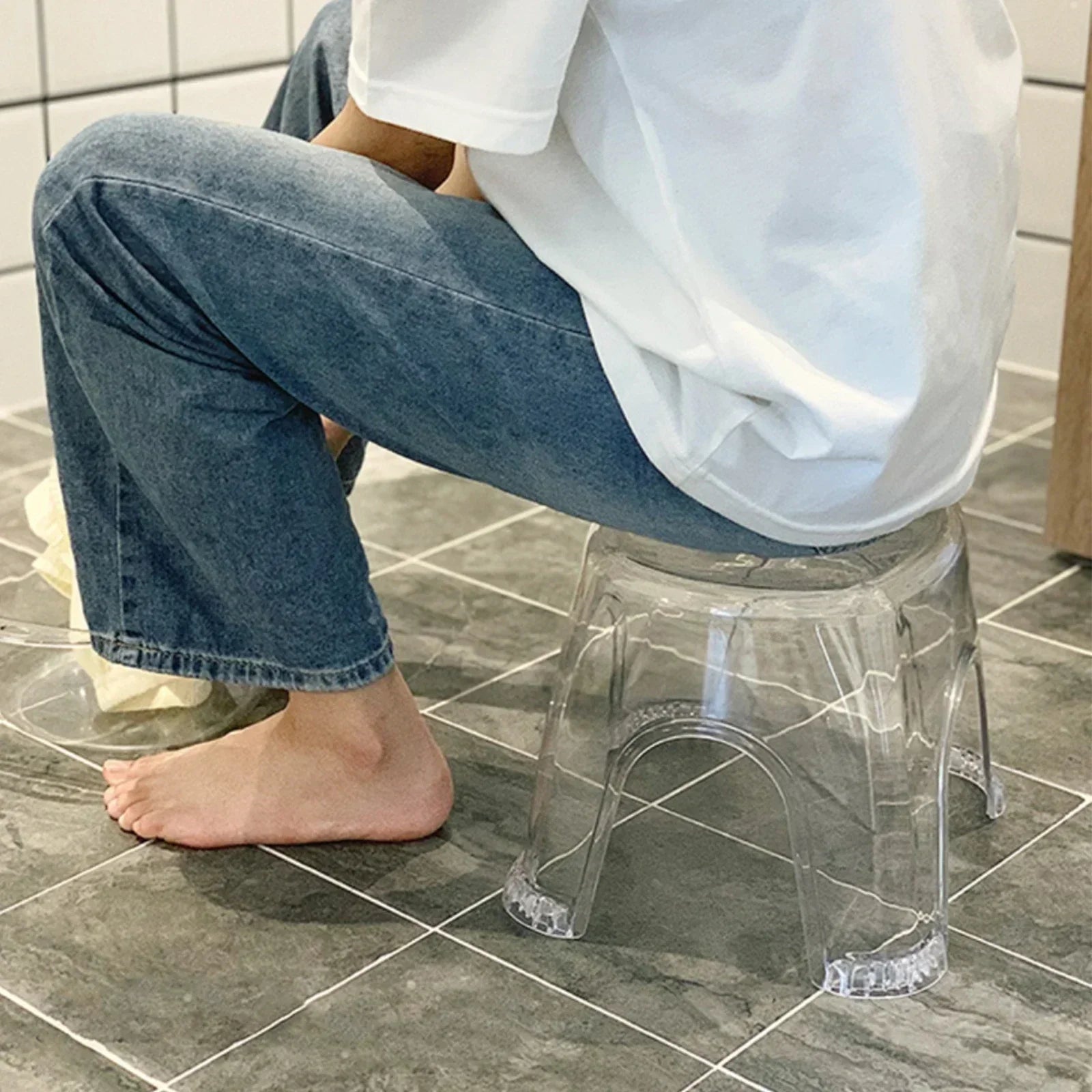 Bathroom Transparent Acrylic Non-slip Stool