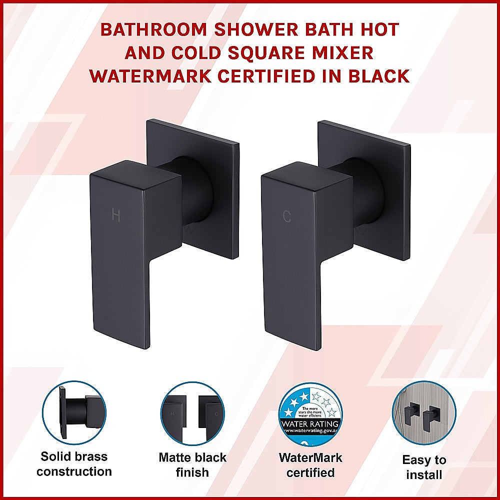 NNEDSZ Bathroom Shower Bath Hot and Cold Square Mixer WATERMARK Certified in Black