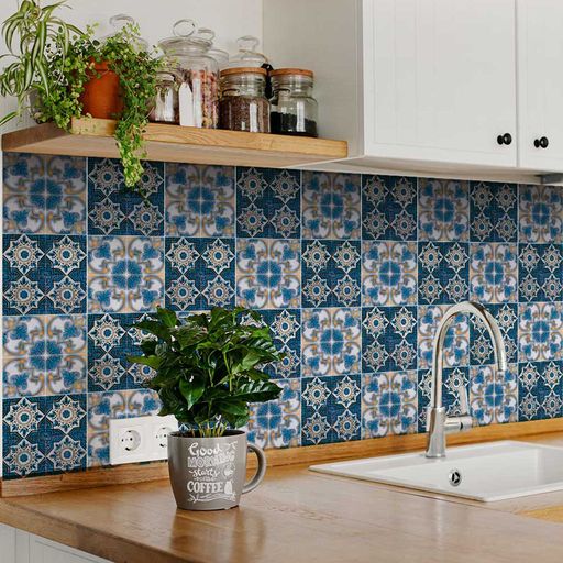 Fading Blue backsplash Easy to install Peel and Stick bathroom Tile Stickers Model - H212