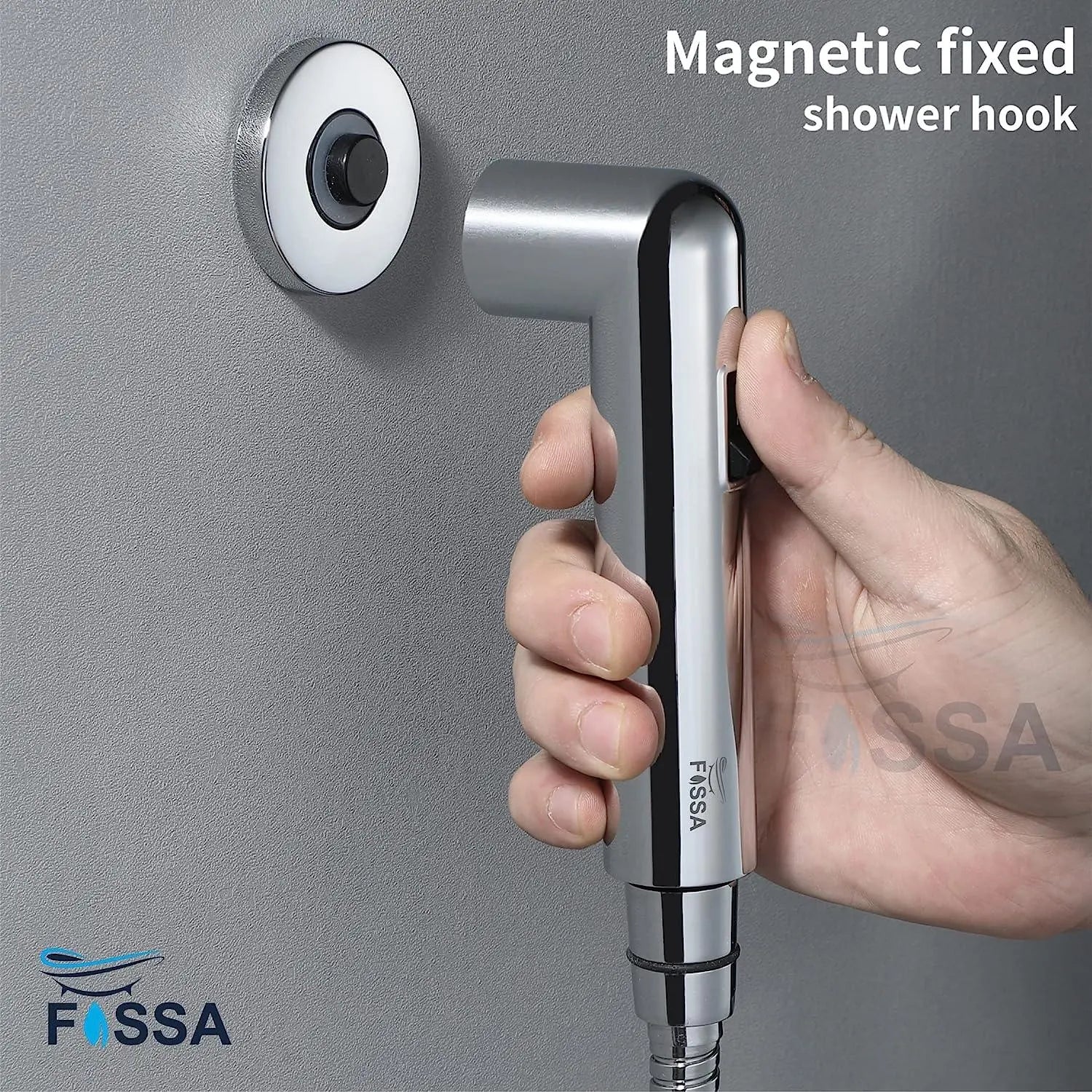 Fossa Magnetic Health Faucet/Bidet Sprayer for Toilet and Bathroom with 1 Mtr Hose Pipe and Magnet Holder (Silver)