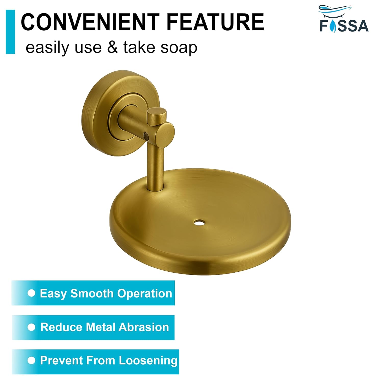 Fossa Rainbow Stainless Steel Round Soap Holder for Bathroom, Soap Stand, Bathroom Accessories Matte Finish (Gold)