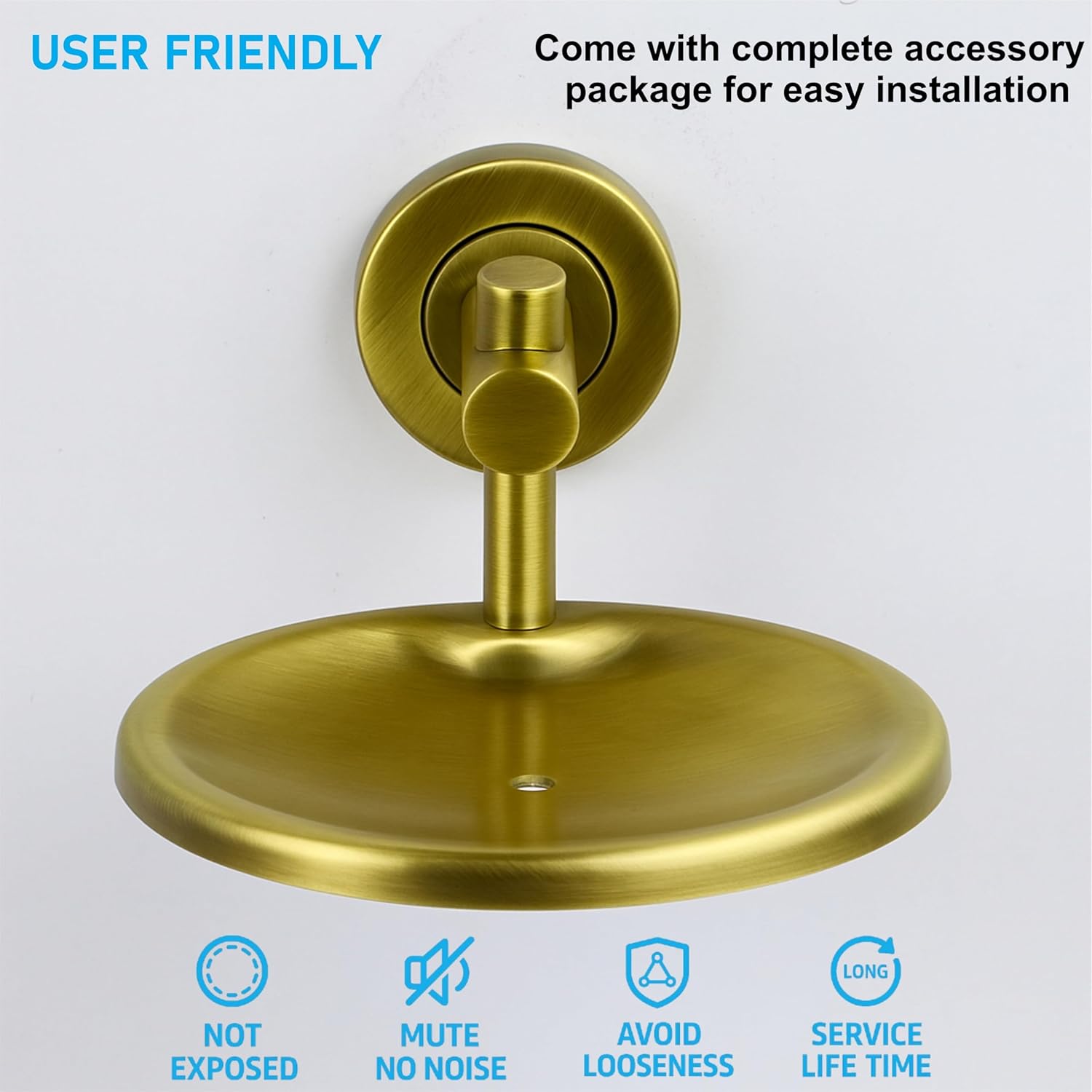 Fossa Rainbow Stainless Steel Round Soap Holder for Bathroom, Soap Stand, Bathroom Accessories Matte Finish (Gold)