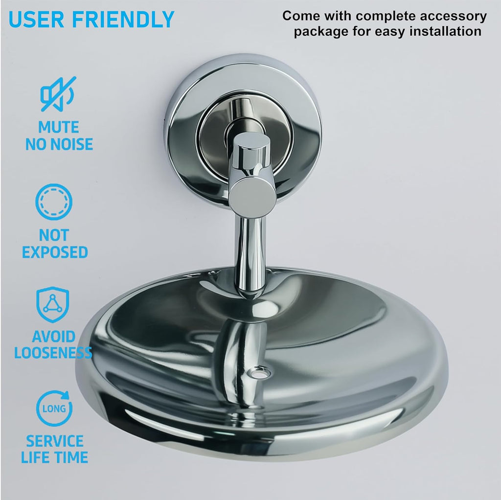 Fossa Rainbow Stainless Steel Round Soap Holder for Bathroom, Soap Stand, Bathroom Accessories Matte Finish (Silver)