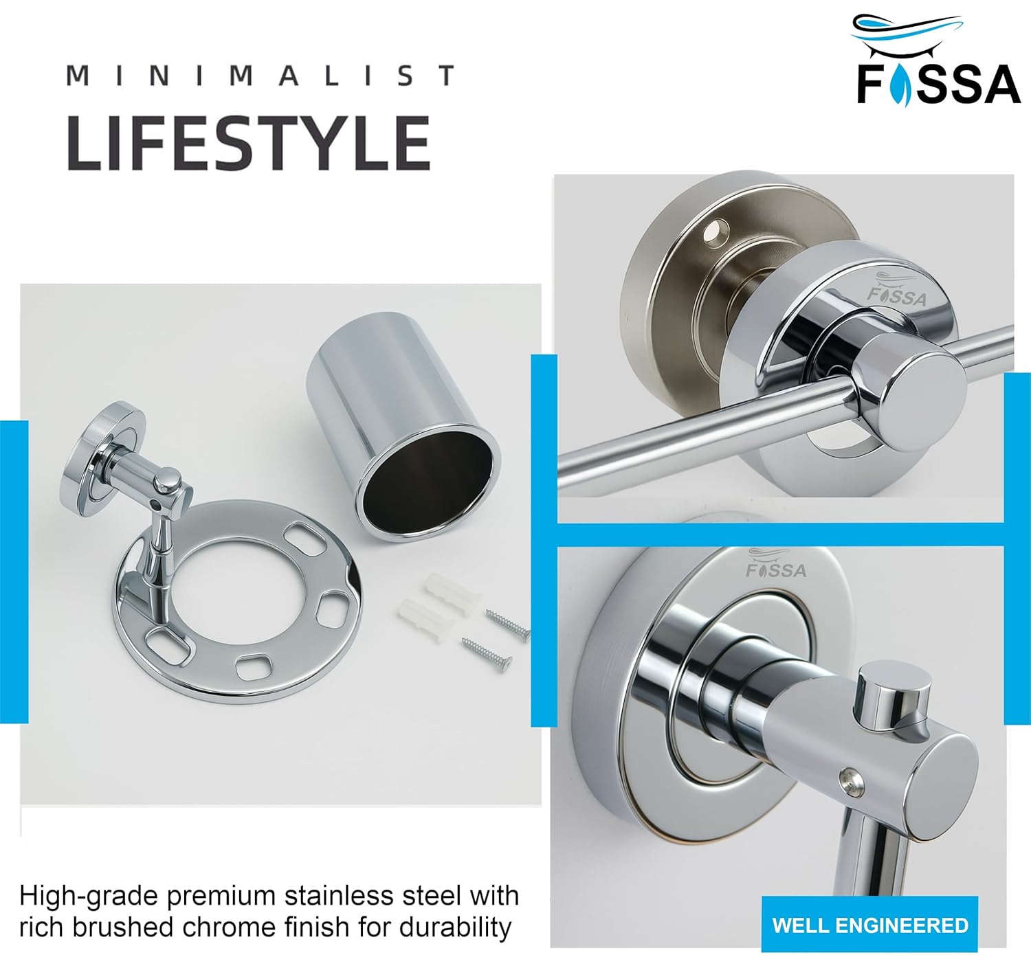 Fossa Rainbow Stainless Steel Round Soap Holder for Bathroom, Soap Stand, Bathroom Accessories Matte Finish (Silver)