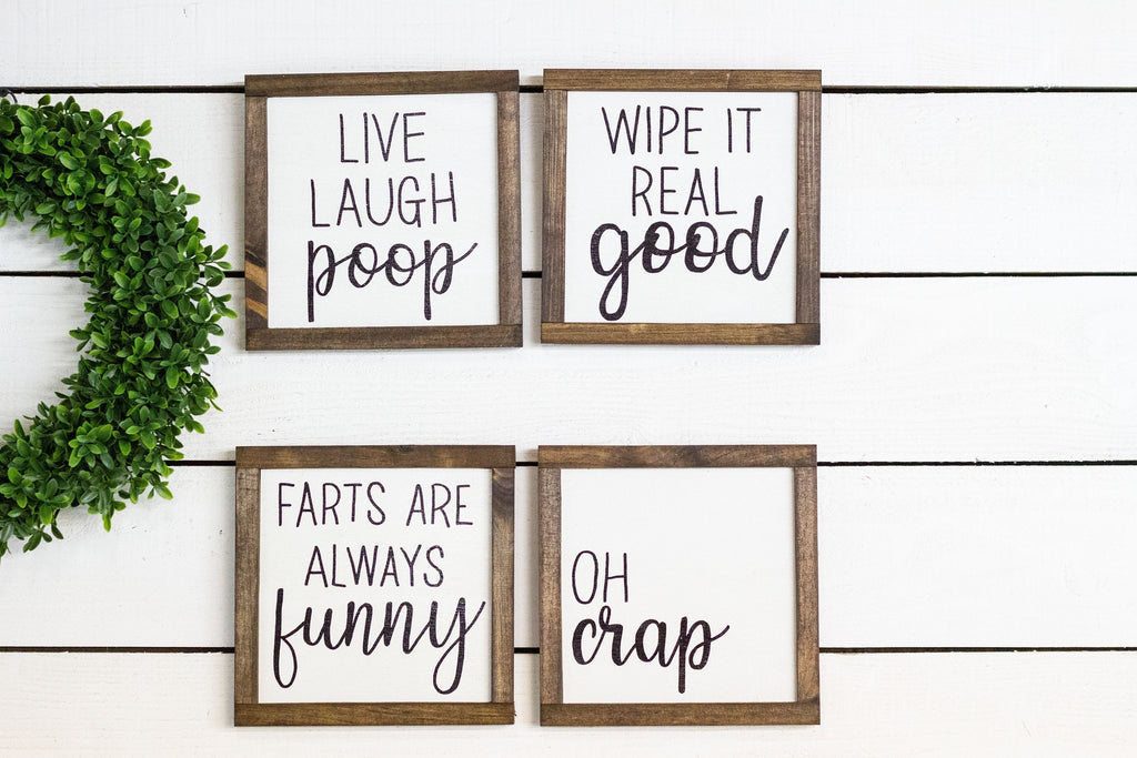 Bathroom Wood Sign Collection