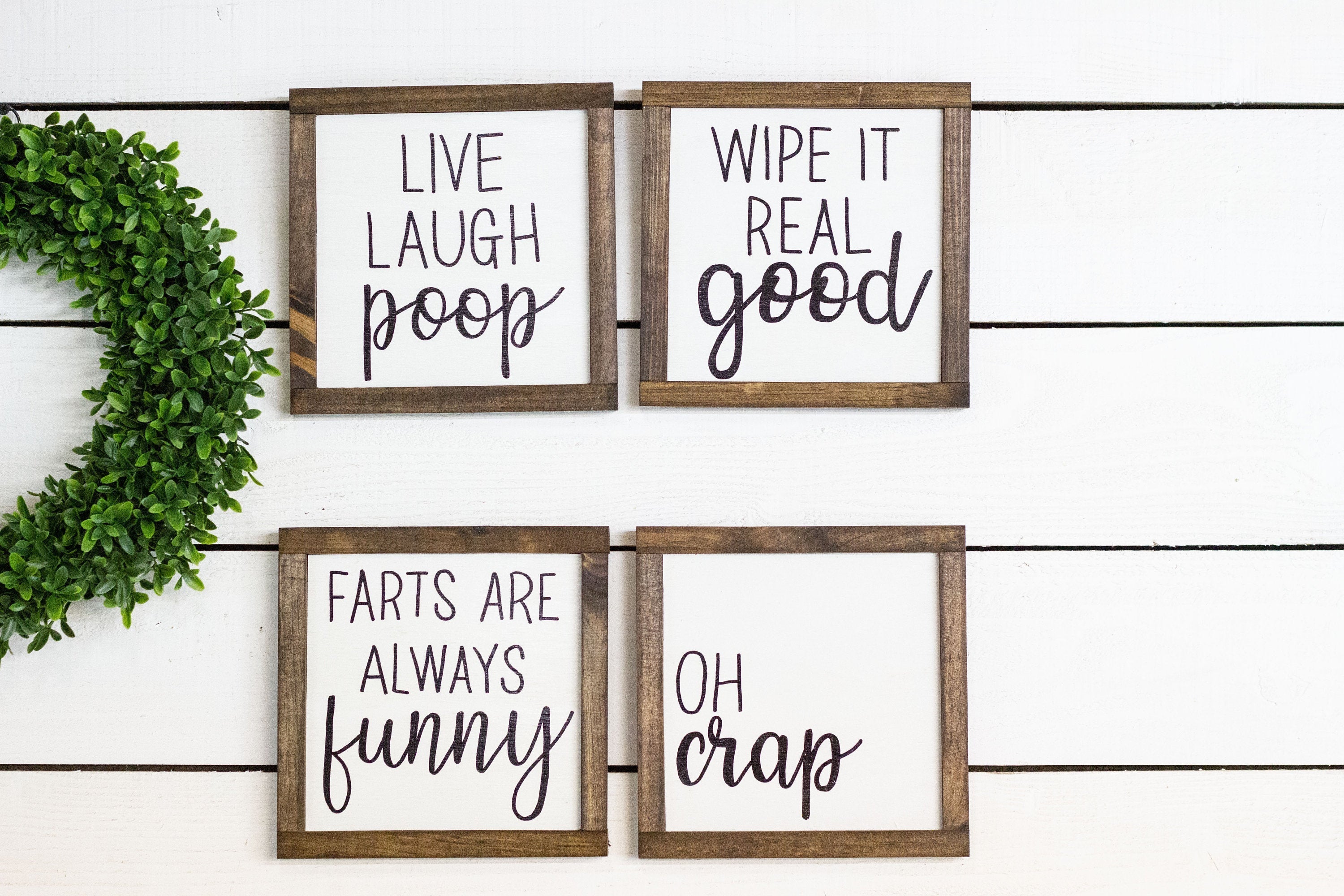 Bathroom Wood Sign Collection