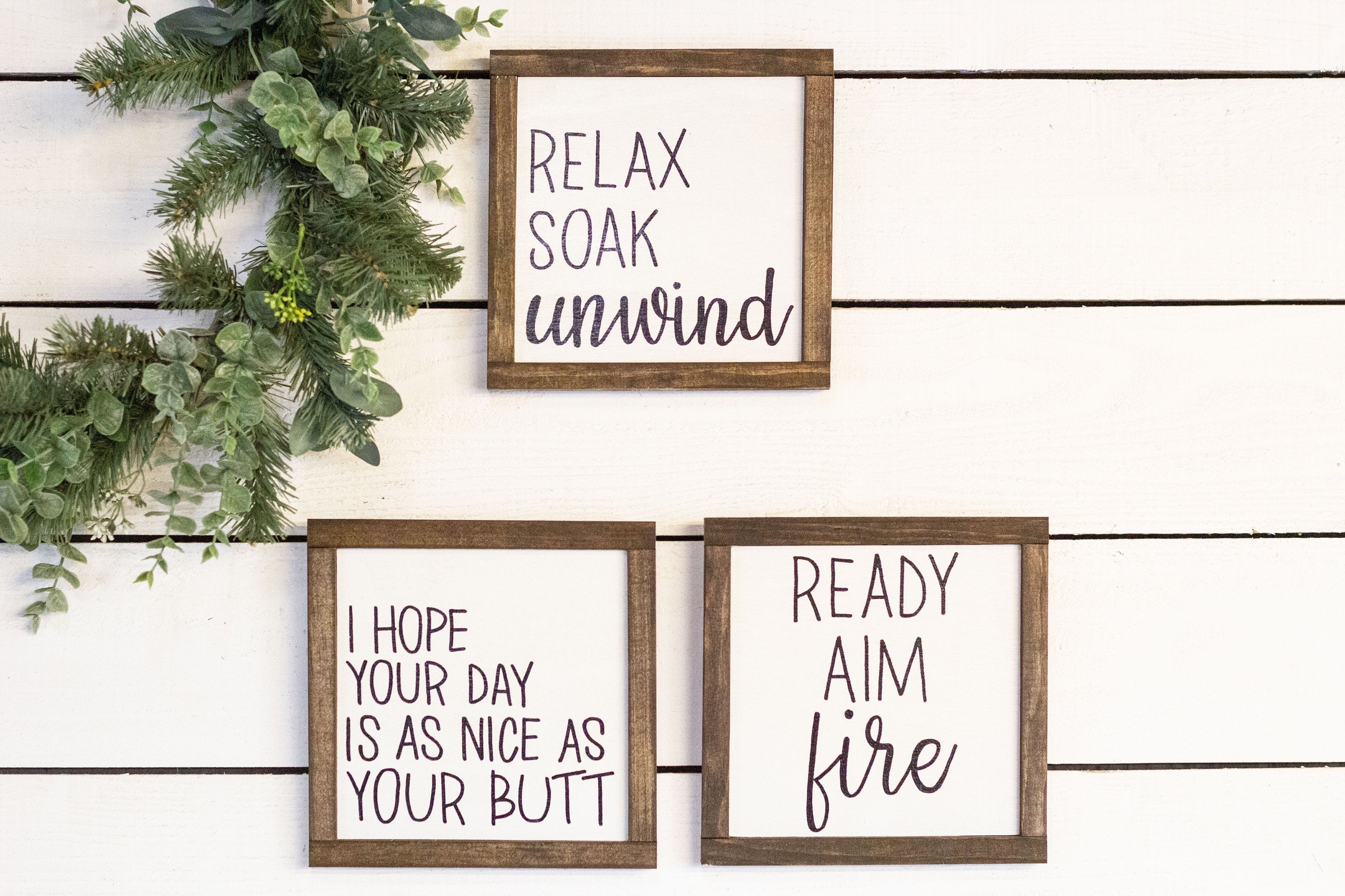 Bathroom Wood Sign Collection