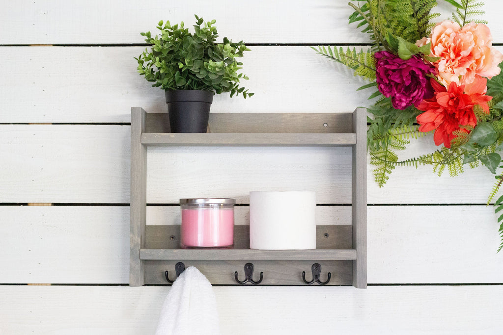 Bathroom Shelf with Small Hooks