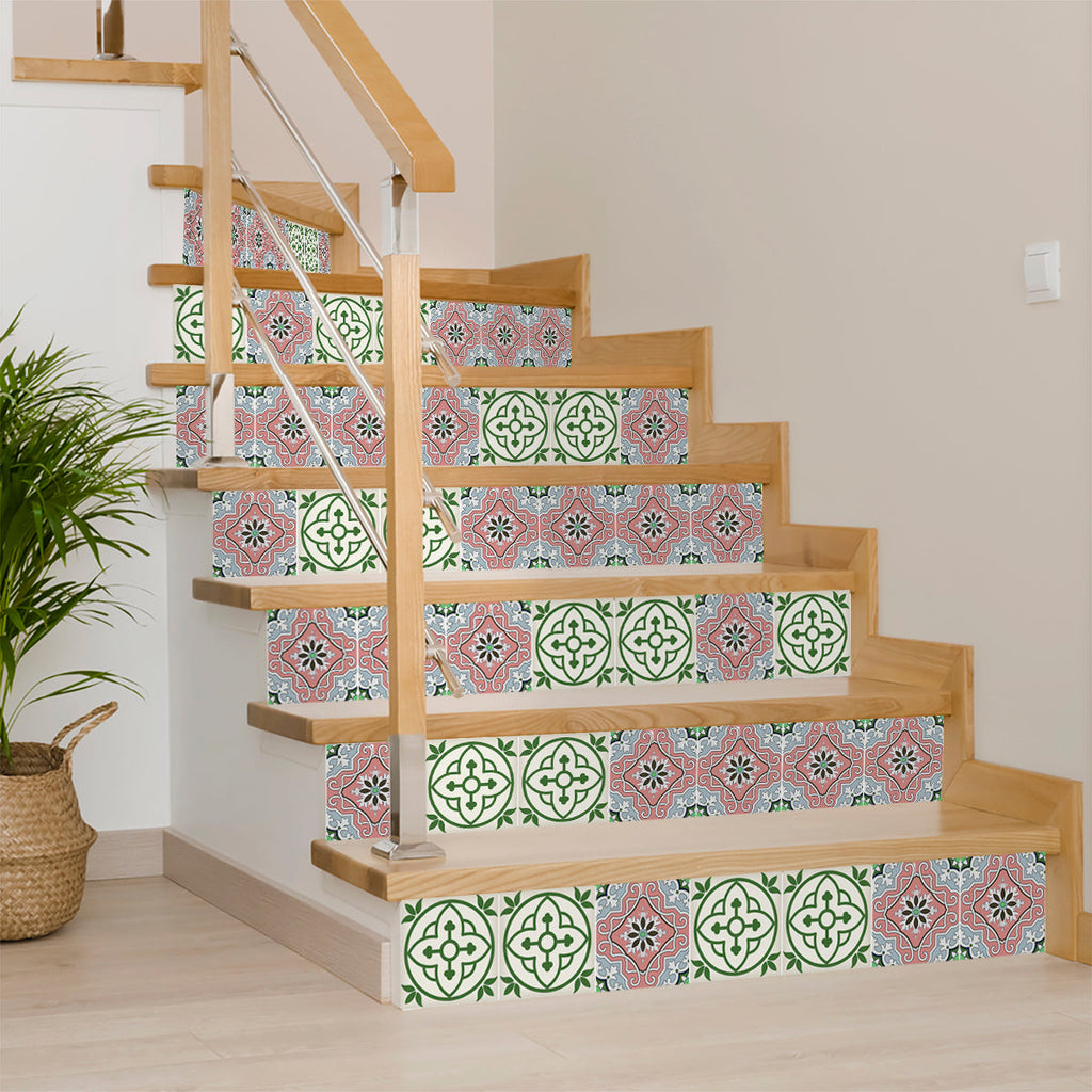 Pink and Green Tile Stickers self-adhesive bathroom tiles easy to install Model - N9