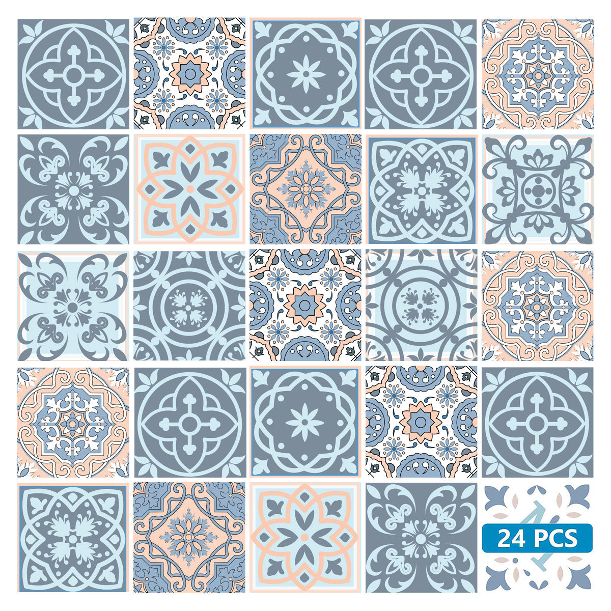 Brown and Blue Peel and Stick Tile Stickers stylish bathroom tiles Model - SB21