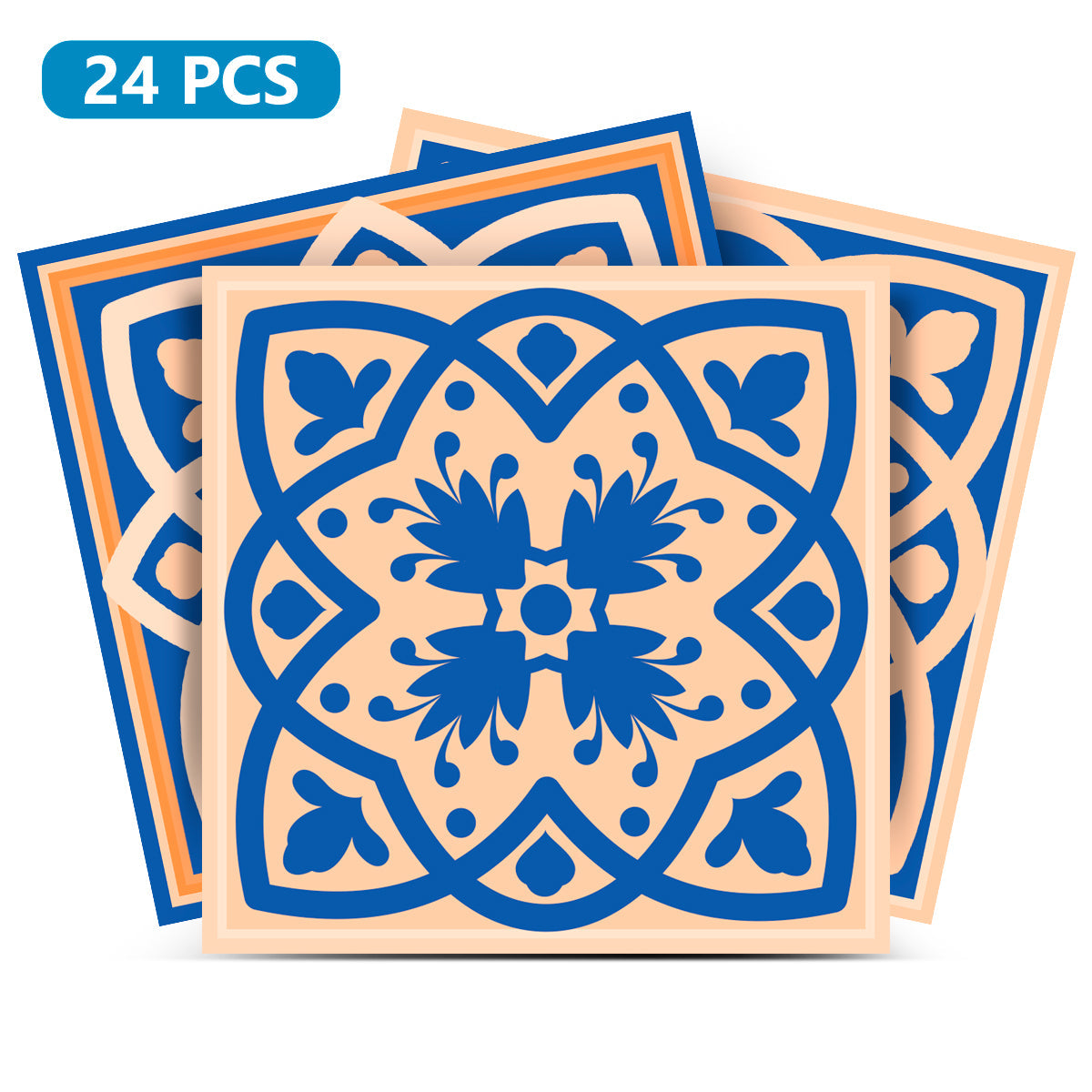 Blue and Orange Beautiful matt Tile Stickers for bathroom renovation Model - SB43