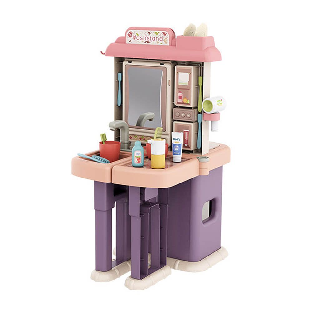 2 in 1 play kitchen and bathroom, 43 parts