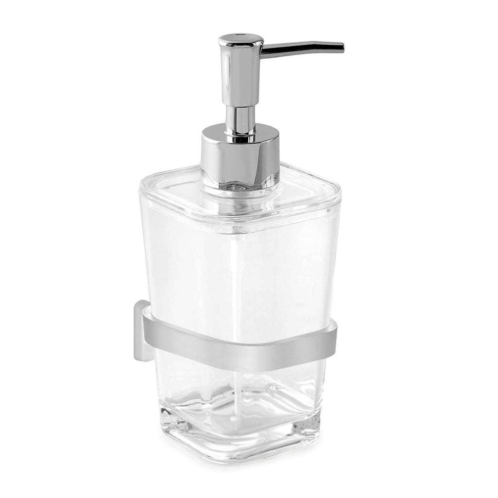 Fossa Unbreakable Clear Square Bathroom Soap Dispenser Crystal Clear Unbreakable| Sturdy and Elegant Construction Makes it Perfect for Kitchen or Bathroom | Shatter-Proof, Durable and Compact Design