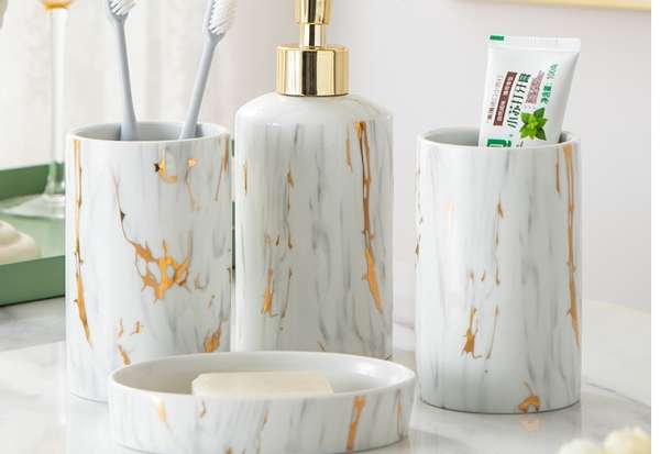 Bathroom Marble Bathroom Wash Kit Ceramic - Image 4