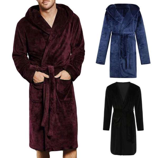 Mens & Ladies Nylon Hooded Bathrobe - Image 2
