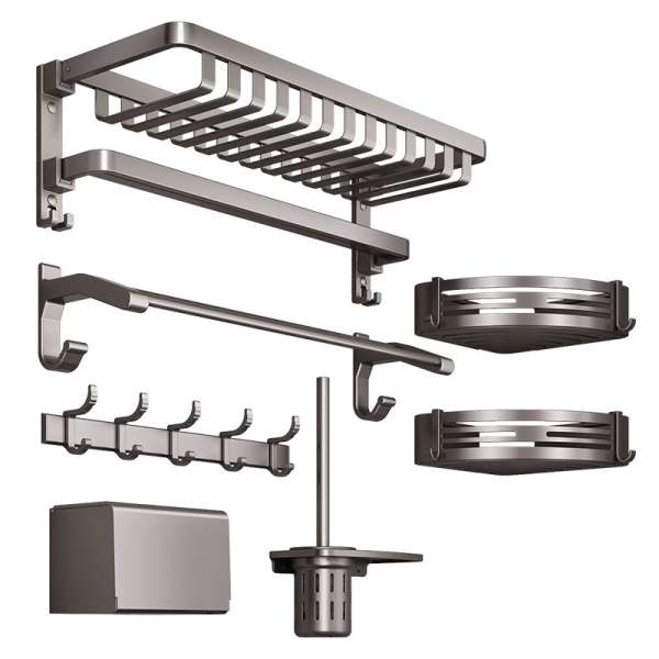 Gun Gray Towel Rack Bathroom Punch-free Bathroom Rack - Image 7