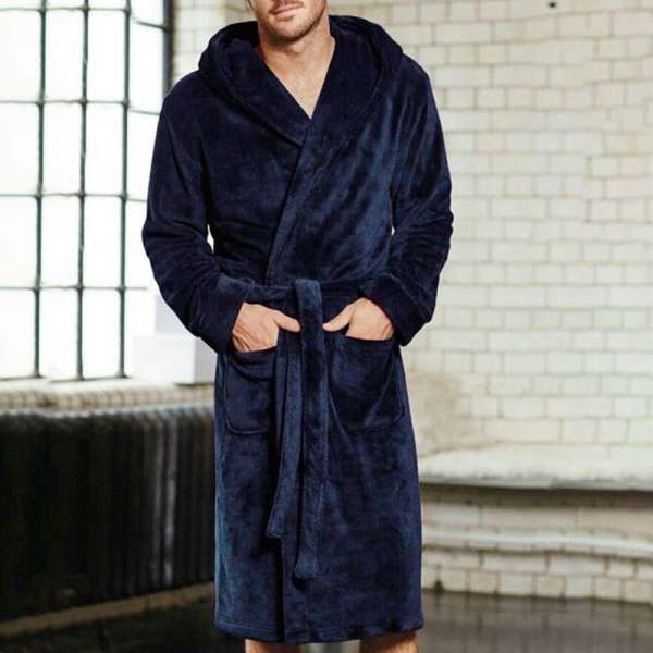 Mens & Ladies Nylon Hooded Bathrobe - Image 8