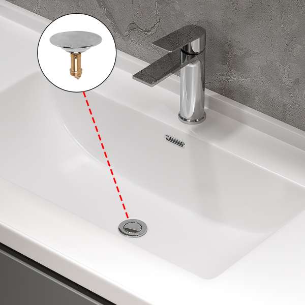 Pop Up Basin Sink Push Button Bathroom Push Drain Stopper Plugs Click Clack Plug Bolt - 66mm - Image 3