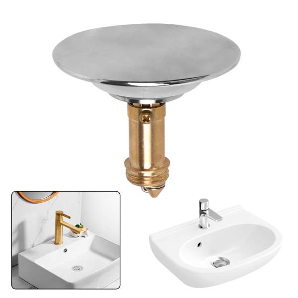 Pop Up Basin Sink Push Button Bathroom Push Drain Stopper Plugs Click Clack Plug Bolt - 66mm - Image 11