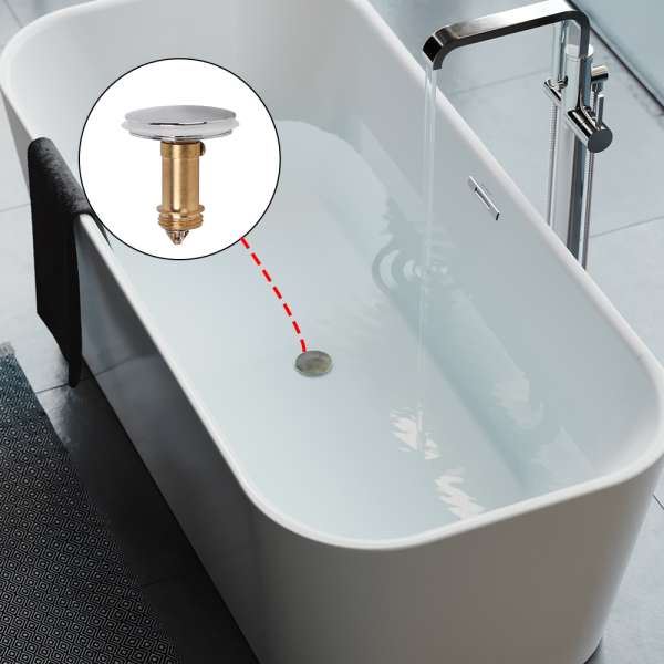 Pop Up Basin Sink Push Button Bathroom Push Drain Stopper Plugs Click Clack Plug Bolt - 66mm - Image 2