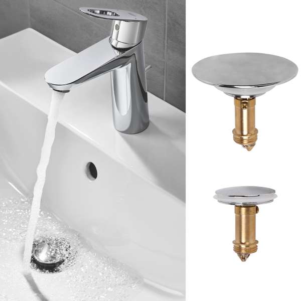 Pop Up Basin Sink Push Button Bathroom Push Drain Stopper Plugs Click Clack Plug Bolt - 66mm - Image 5