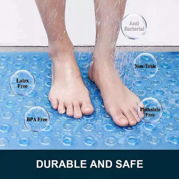 Non Slip Shower Mat Strong Suction Anti-Mold Rubber Mat 40x100cm - Blue - Image 11