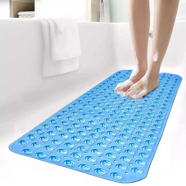 Non Slip Shower Mat Strong Suction Anti-Mold Rubber Mat 40x100cm - Blue - Image 3