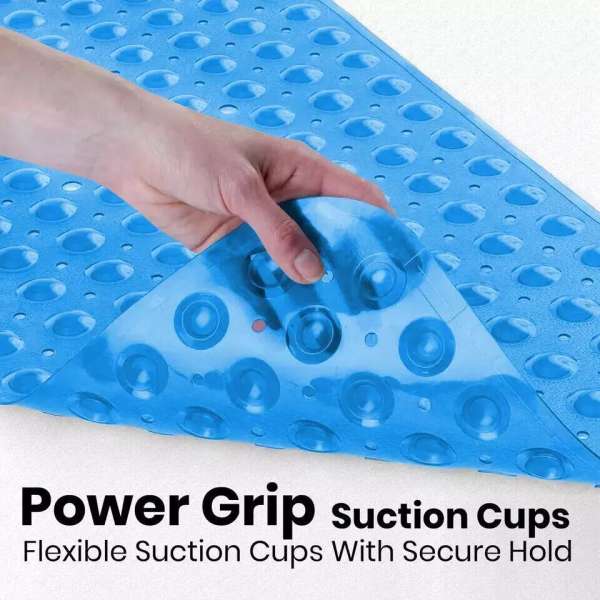 Non Slip Shower Mat Strong Suction Anti-Mold Rubber Mat 40x100cm - Blue - Image 2